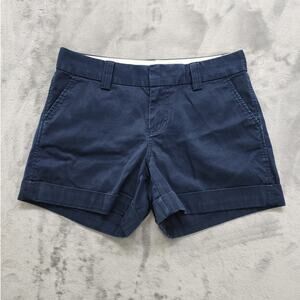 Banana Republic Shorts Womens 6 Blue Mid Rise Cuffed Chino Stretch Cotton Casual